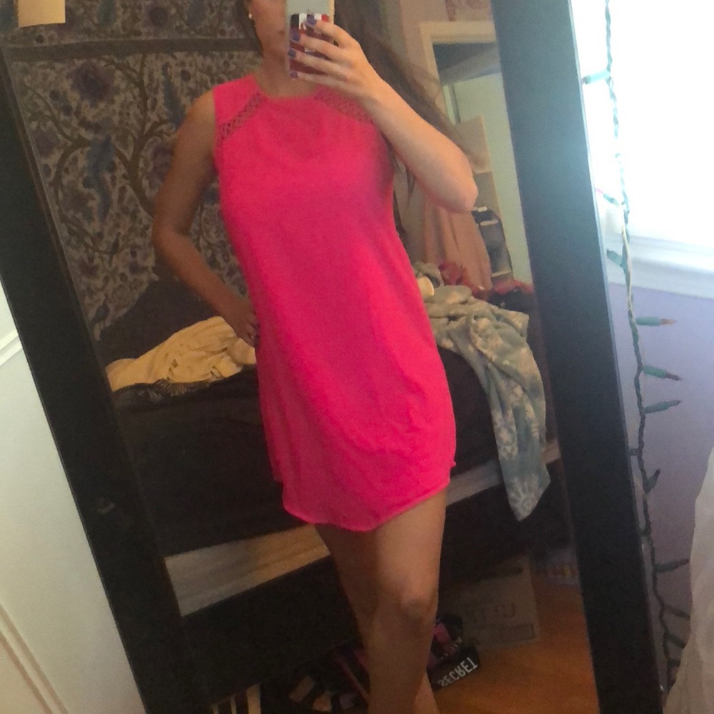 Fun pink shift dress